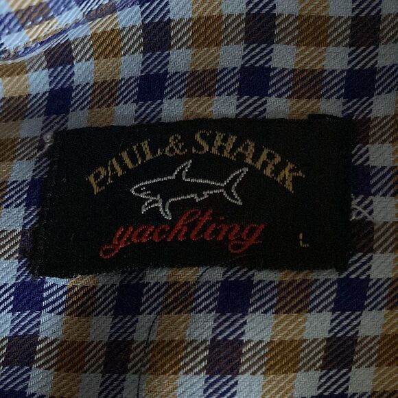 Paul & Shark NWOT Mens Blue & Brown Check shirt with Button Down Collar. Size L - Picture 5 of 5